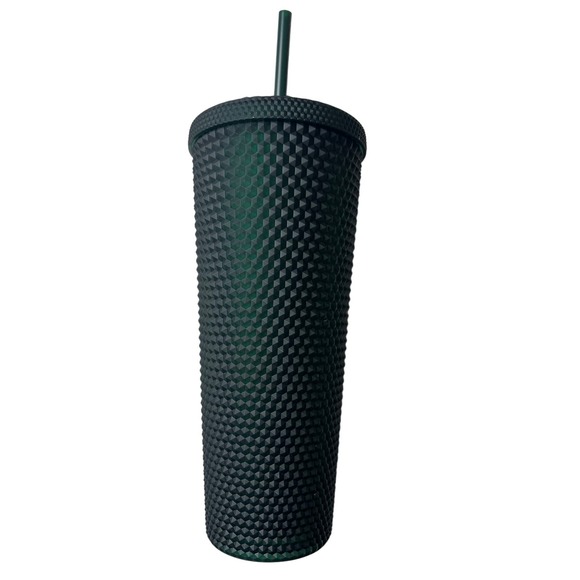 Starbucks 24 Oz Matte Dark Green Studded Venti Cold Cup Tumbler Soft Touch NEW - Picture 3 of 3